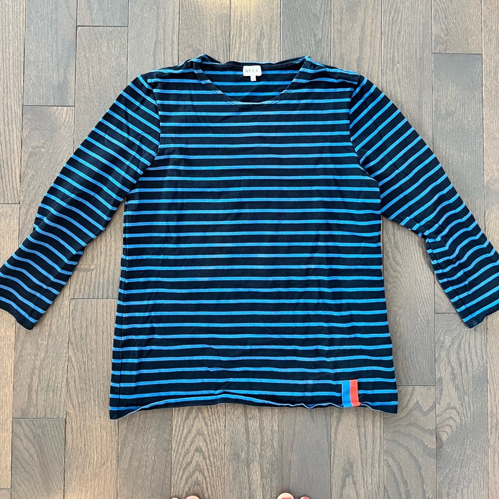 Kule The Classic Striped 3/4 Length Tee in Blue/Navy XS